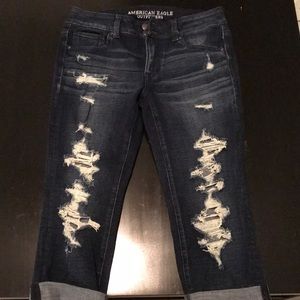NWOT Distressed Crop Jeans